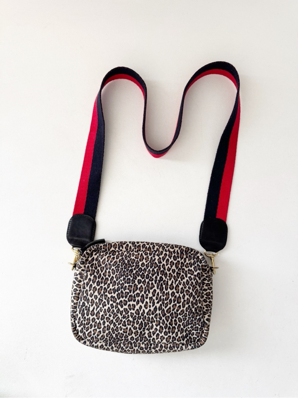 Clare V Midi Sac Mini Cat Pouch Crossbody Bag Leopard Animal Print Designer Chic